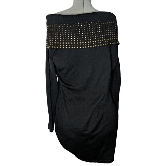 Women's Say What? Black Studded Sweater Dress, Size 3XL - Picture 1 of 7